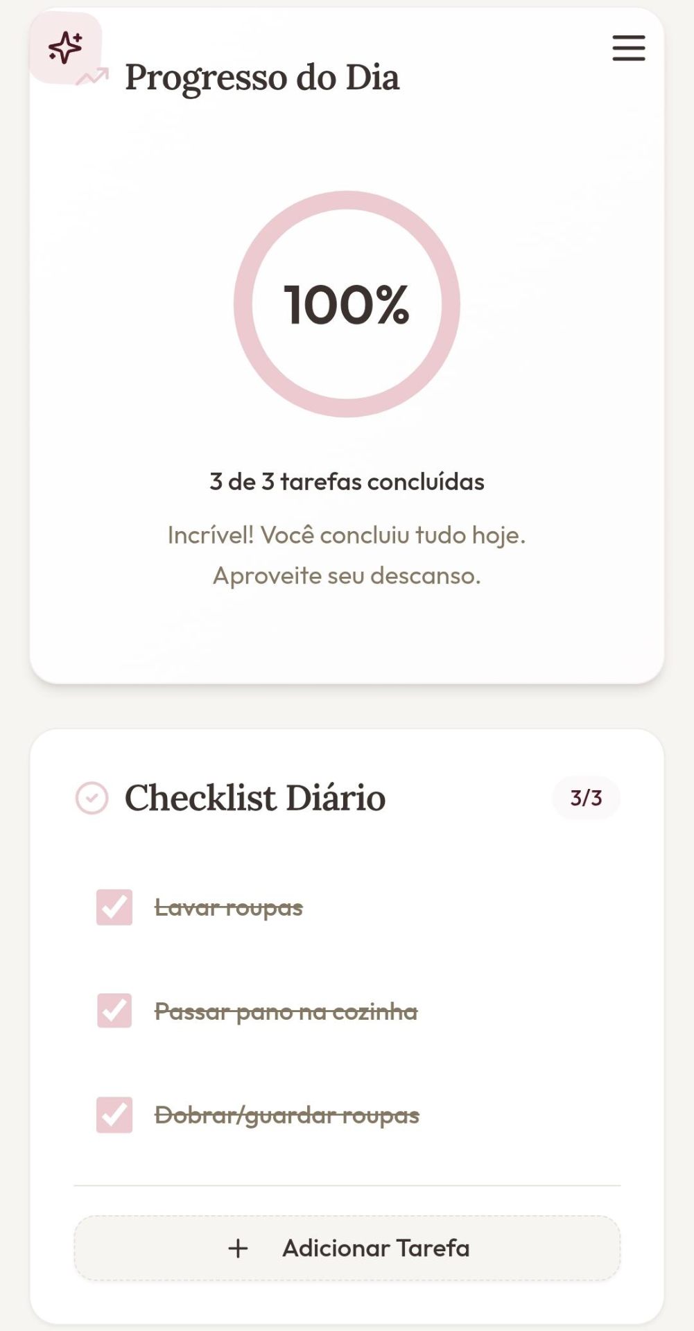 Progresso do dia